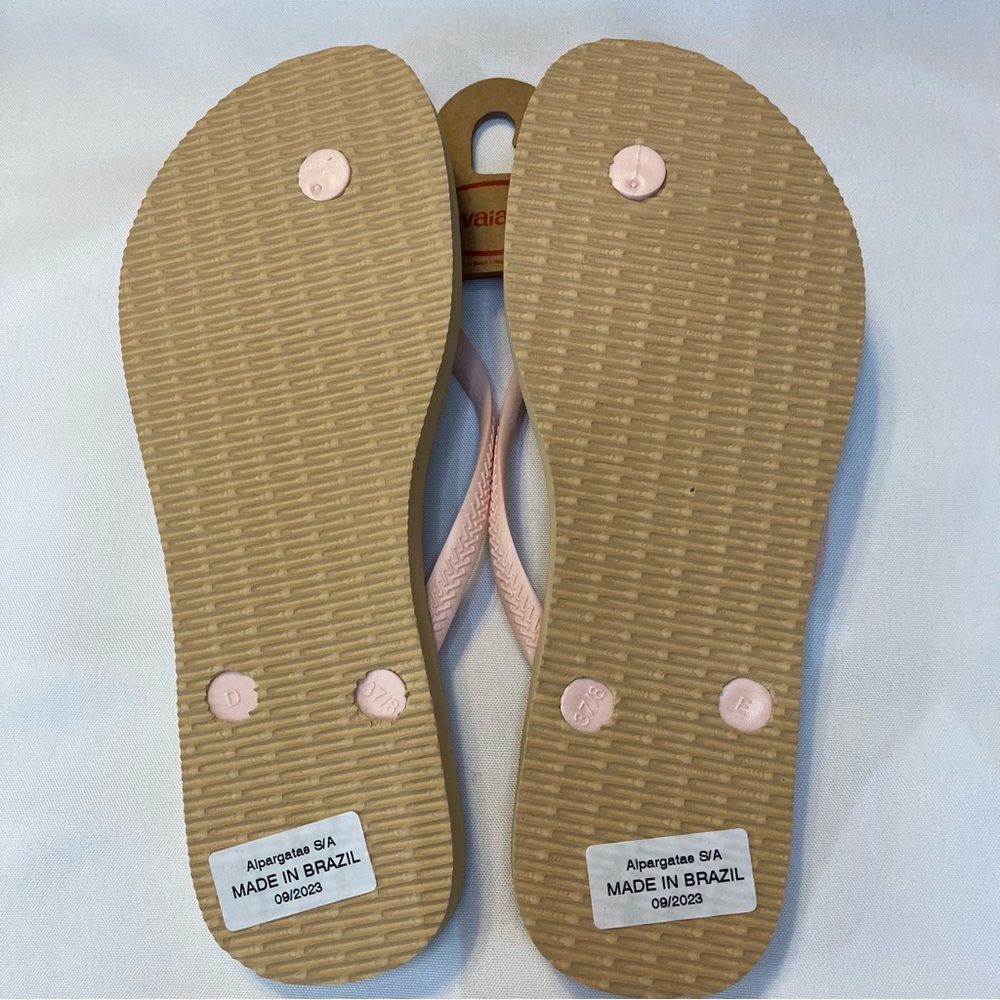 Havaianas NWOT Disney Slim Flip Flops Golden Minnie Mouse USA Women's Size 7/8 - Picture 3 of 7